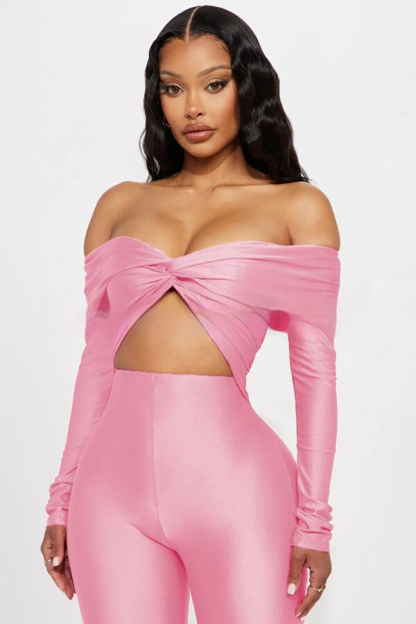 Women's V-neck Long Sleeve Top High Waist Jumpsuit - Image 6