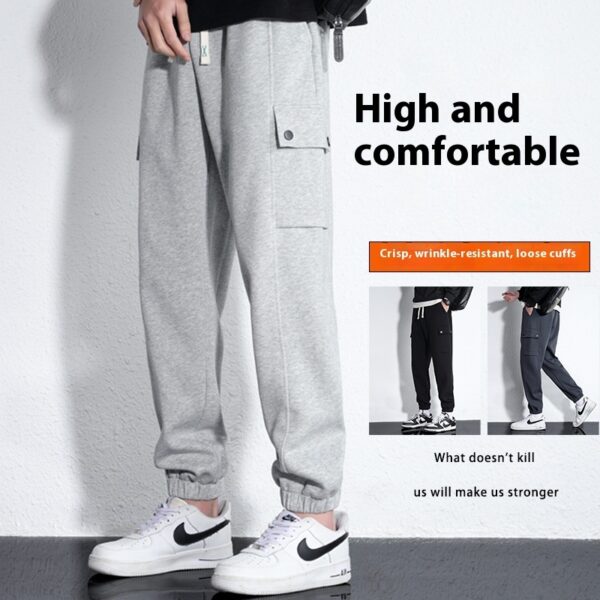 Spring And Autumn Loose Men's Sports Knitted Cotton Casual Trousers - Image 3