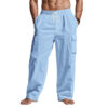 Men's Workwear Multi-pocket Straight Linen Pants Linen Four Seasons Thin Breathable Cargo Pants, Multi-pocket Loose Casual Trendy Wide-leg Pants - Image 6