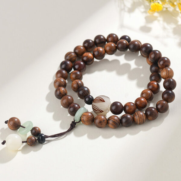 Natural Sandalwood Bodhi Round Beads Bead Bracelet - Image 5
