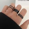 Cool Style Chain Twist Ring Vintage Twin Black Knuckle Ring