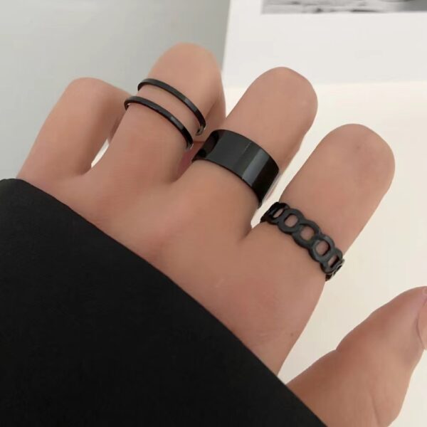 Cool Style Chain Twist Ring Vintage Twin Black Knuckle Ring