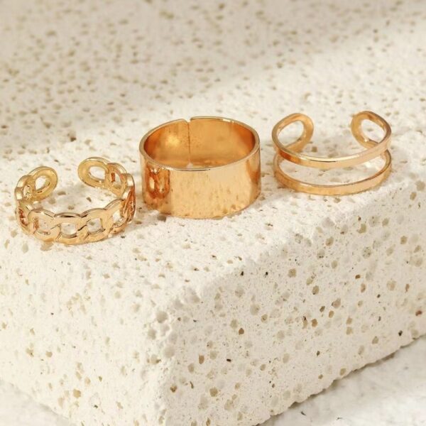 Cool Style Chain Twist Ring Vintage Twin Black Knuckle Ring - Image 9