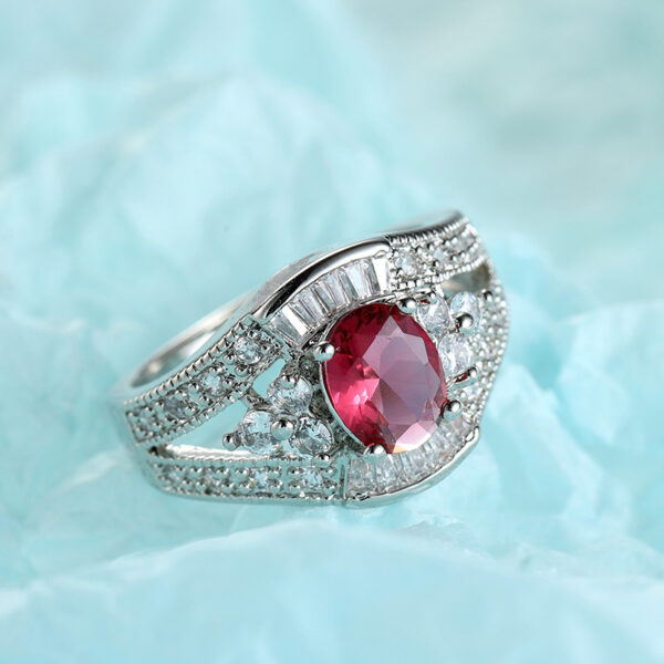 Copper Inlaid Rose Zircon Ring Men And Women - Image 3