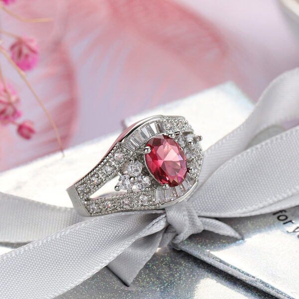 Copper Inlaid Rose Zircon Ring Men And Women - Image 4
