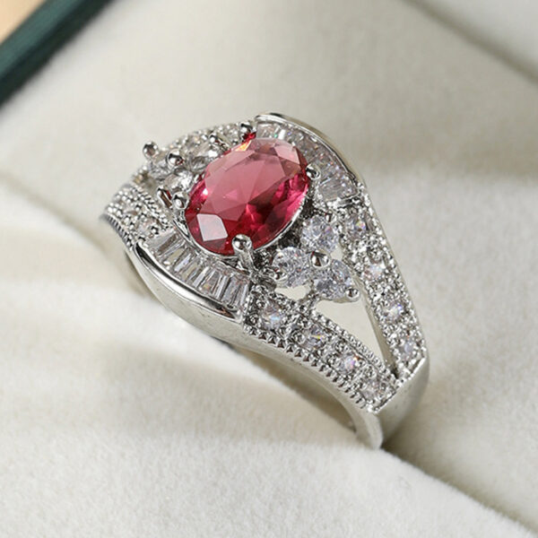 Copper Inlaid Rose Zircon Ring Men And Women
