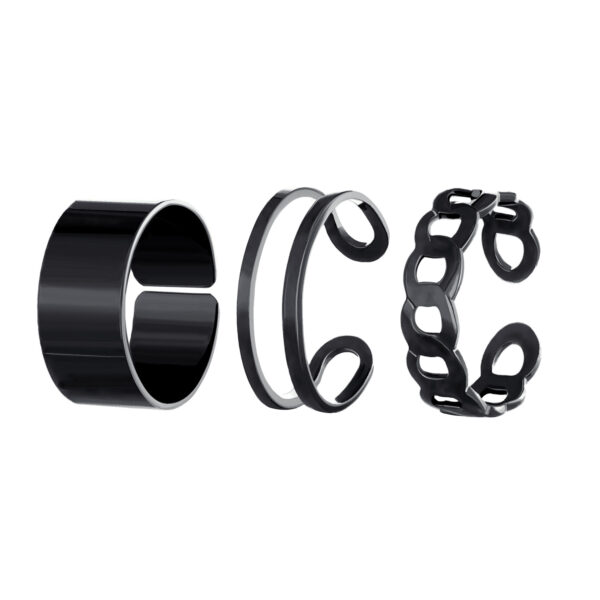 Cool Style Chain Twist Ring Vintage Twin Black Knuckle Ring - Image 4