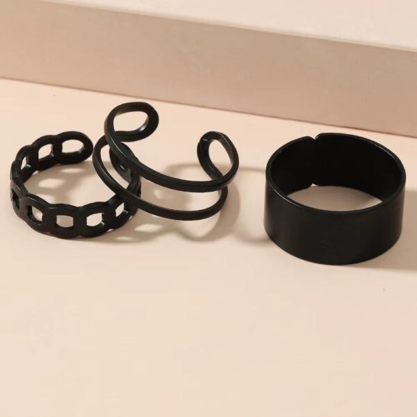 Cool Style Chain Twist Ring Vintage Twin Black Knuckle Ring - Image 8