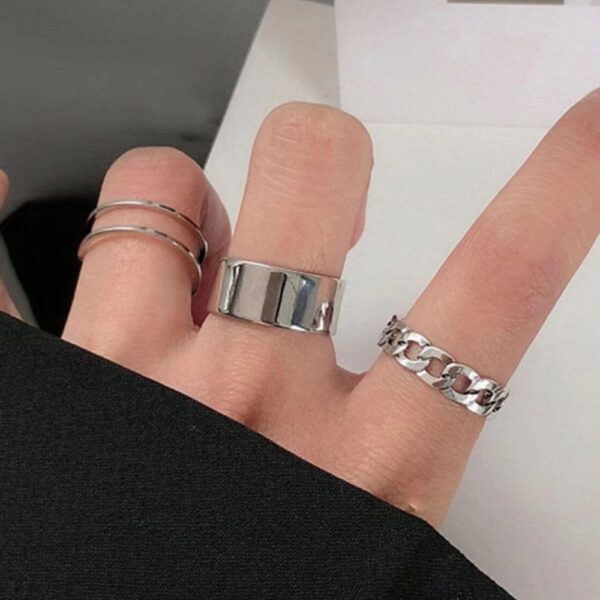 Cool Style Chain Twist Ring Vintage Twin Black Knuckle Ring - Image 2