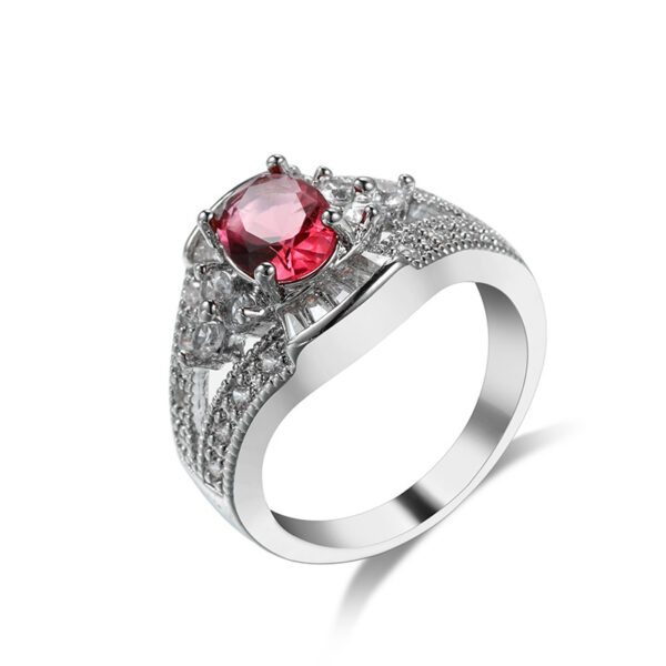 Copper Inlaid Rose Zircon Ring Men And Women - Image 5