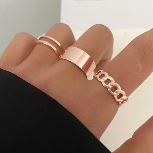 Cool Style Chain Twist Ring Vintage Twin Black Knuckle Ring - Image 5