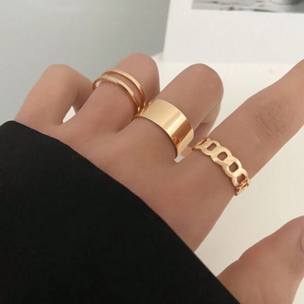 Cool Style Chain Twist Ring Vintage Twin Black Knuckle Ring - Image 6