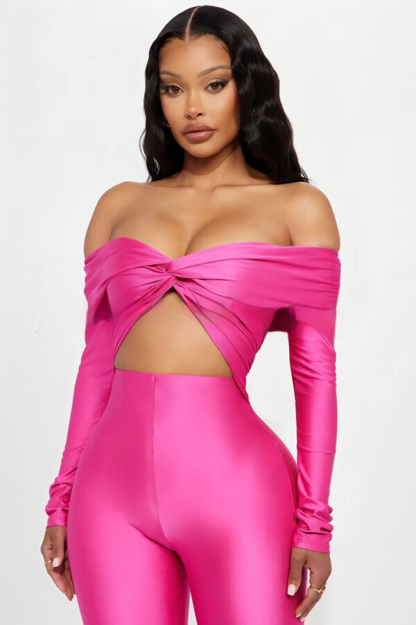 Women's V-neck Long Sleeve Top High Waist Jumpsuit - Image 2