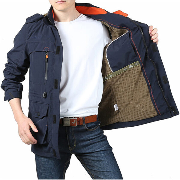 Men's Medium To Long Casual Outdoor Hooded Plus Size Jacket - Image 3